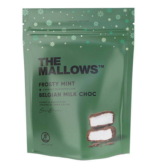 Marshmallows mit Minze und Milchschokolade